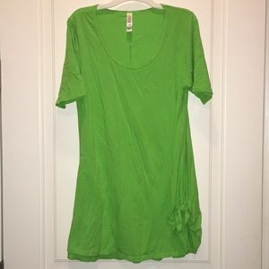 LuLaRoe Green Soft Cotton Blend Slit Sides SZ XS